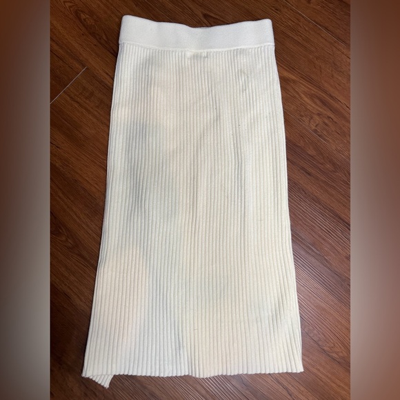 Maeve Women’s XS Cream Ivory Rayon Knit Midi Skirt Braided Detail Chic Style - Picture 5 of 8